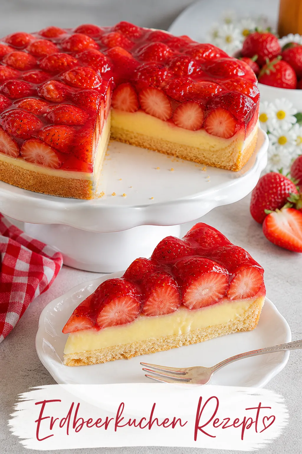 Soggy Bottom ade! Entdecke das ultimative Erdbeerkuchen Rezept mit Pudding-Tricks und Standgarantie. So glänzen deine Beeren wie beim Konditor.