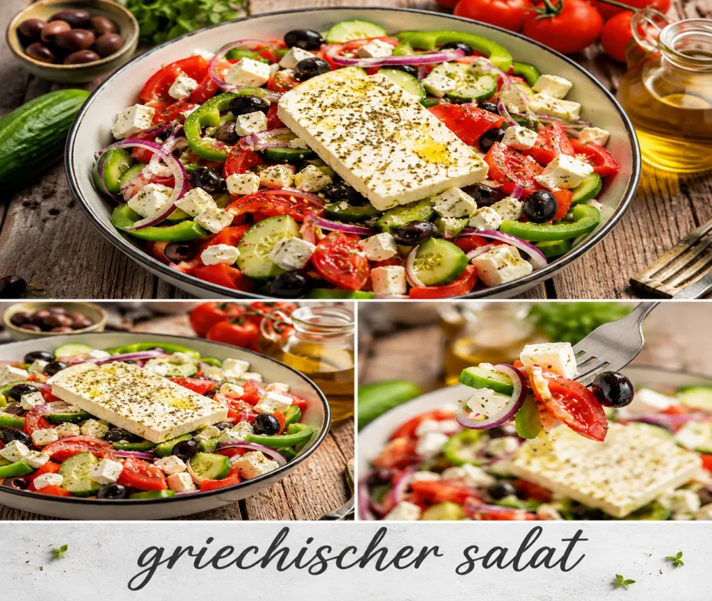 Kein Kopfsalat! So bereitest du den echten griechischen Salat nach dem Horiatiki-Rezept zu – inkl. Geheimnis der Voutia und warum Feta am Stück serviert wird.