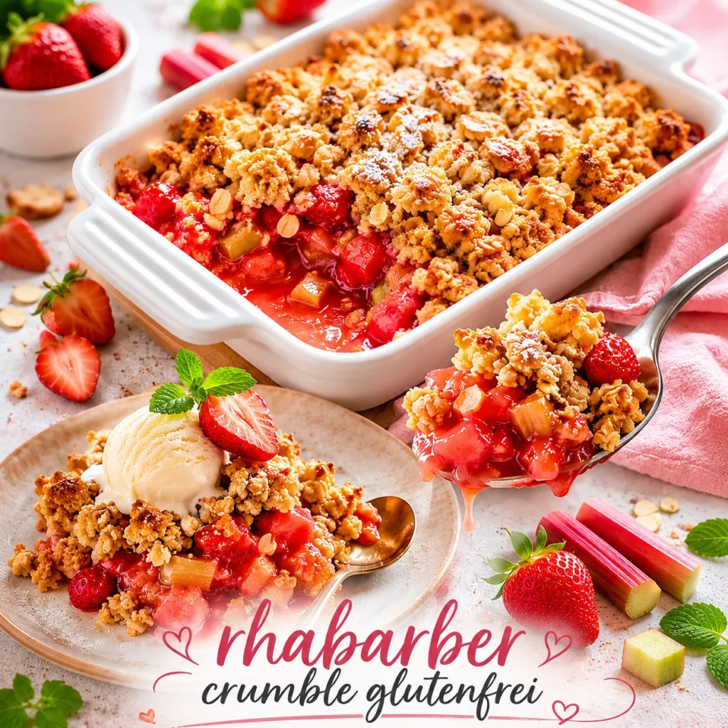Matschige Streusel ade! Backe den besten Rhabarber Crumble glutenfrei mit unserem chemischen Geheimtipp gegen wässrige Früchte. Klicke hier für das Rezept!