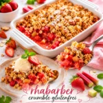 Matschige Streusel ade! Backe den besten Rhabarber Crumble glutenfrei mit unserem chemischen Geheimtipp gegen wässrige Früchte. Klicke hier für das Rezept!