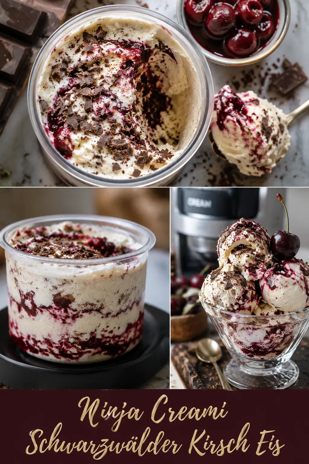 Entdecken Sie das perfekte Ninja Creami Schwarzwälder Kirsch Eis! Profi-Tipps gegen Proteinausflockung & für die cremigste Gelato-Konsistenz.
