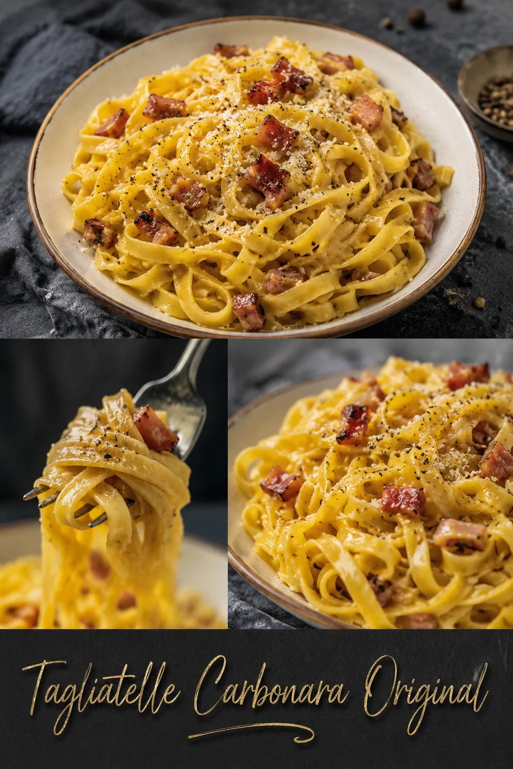 Schluss mit Rührei! Meistern Sie Tagliatelle Carbonara Original mit Rinderschinken & perfekter Emulsion abseits der Hitze. Hier geht's zum Rezept.