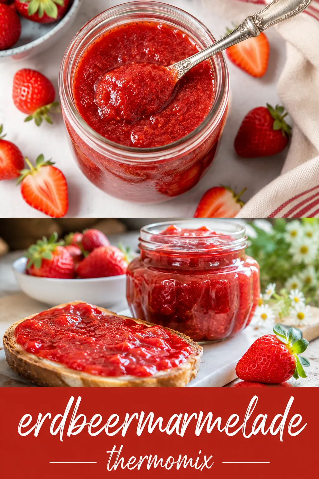 Erdbeermarmelade Thermomix: Nie wieder Überkochen bei 1 kg Früchten! Entdecke clevere Tricks für perfekte Konsistenz, leuchtendes Rot & puren Fruchtgeschmack.