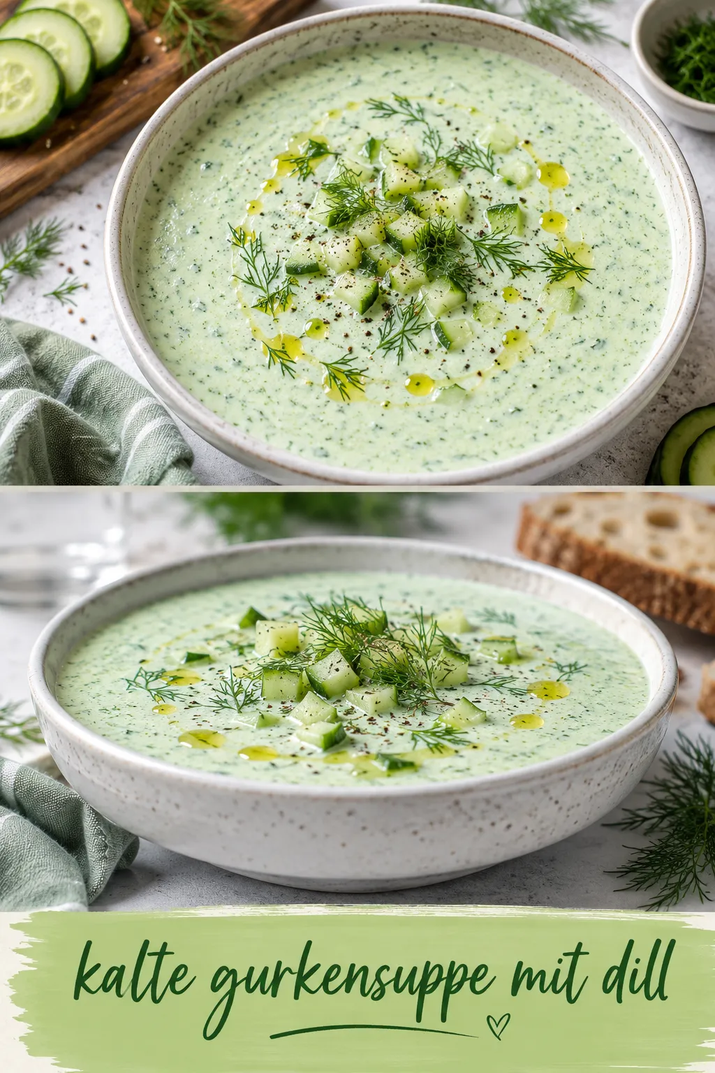 Warum flockt Joghurt aus und wie bleibt die Suppe knackig? Das beste Rezept für kalte gurkensuppe mit dill mit exklusiven Profi-Tricks aus der Küche.