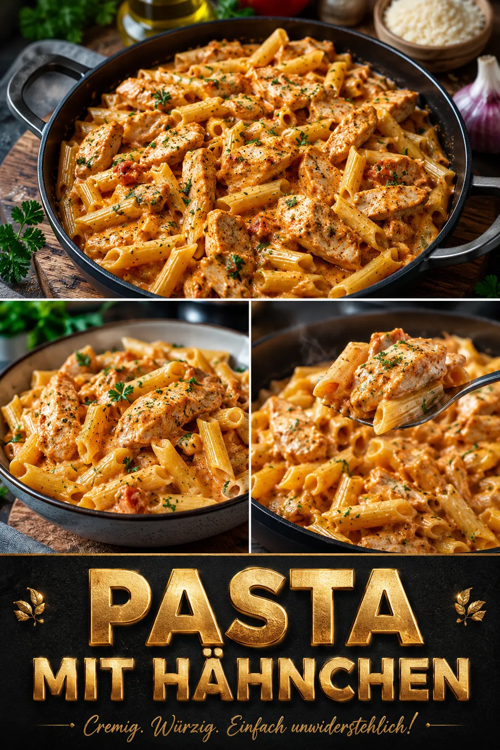 Pasta mit Hähnchen wie vom Italiener! Erfahre die geheime Küchenphysik für ultra-saftiges Fleisch und perfekt emulgierte Saucen ohne Gerinnen.