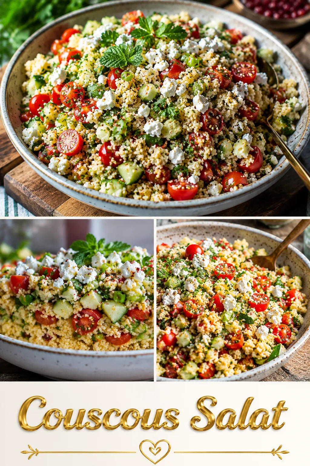 Perfekter Couscous Salat in 15 Min! Mit einfachem Profi-Trick gegen Verklumpen. Würzige Rezept-Varianten mit Feta & Kräutern. Jetzt nachkochen!