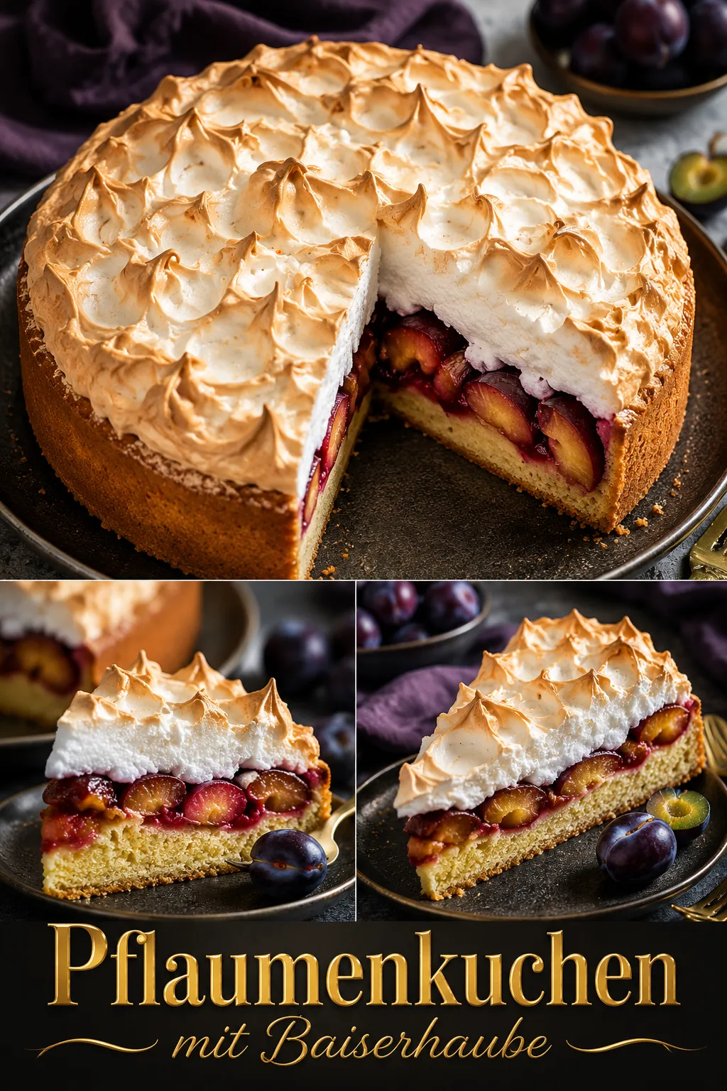 Perfekter Pflaumenkuchen mit Baiserhaube: Keine Tränen, kein Durchweichen! Entdecken Sie das gelingsichere Geheimnis für die beste Meringue.