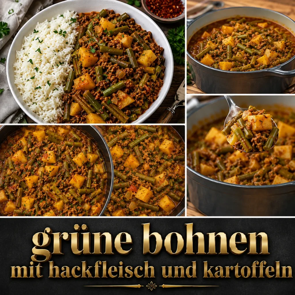 Grüne Bohnen mit Hackfleisch und Kartoffeln: So gelingt der Klassiker saftig, sämig & ohne Zerkochen. Das Schritt-für-Schritt-Rezept!
