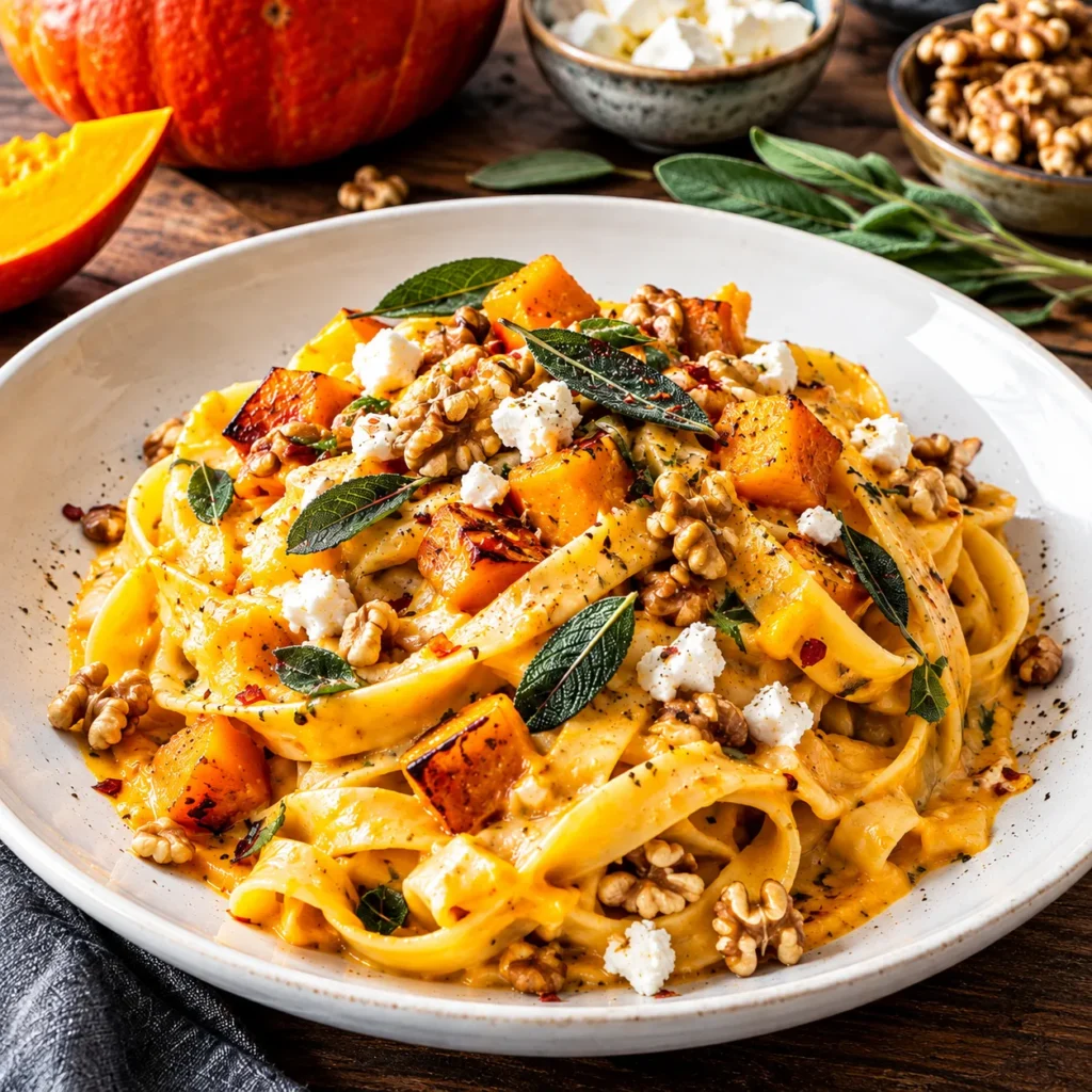 Perfekte Tagliatelle mit Kürbis: Erfahre das Geheimnis samtiger Emulsion & Röstaromen. Gelingsicher, cremig & extrem lecker! Jetzt Rezept entdecken.