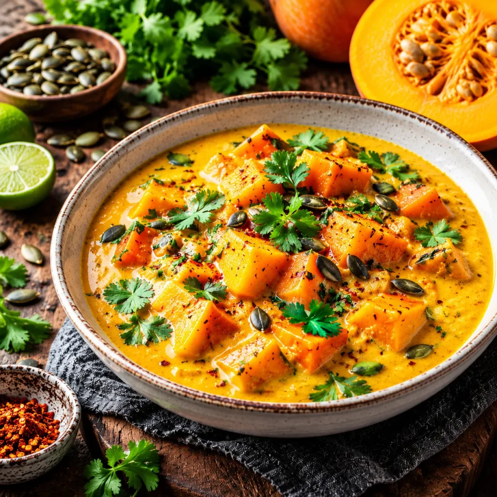 Perfektes Kürbis Curry mit Kokosmilch zubereiten: So gelingt die samtige Sauce ohne Ausflocken. Entdecke Profi-Tipps für den besten Herbstgenuss!