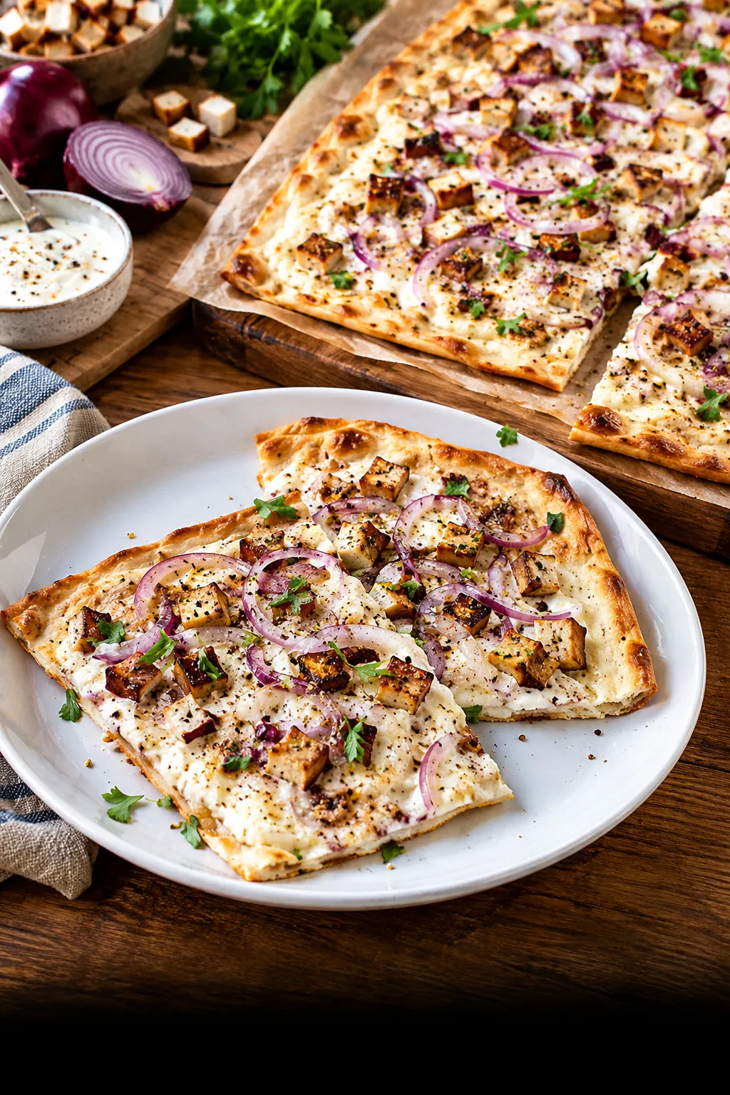 Meistere das beste flammkuchen rezept! Lerne die Thermodynamik für einen pergamentartigen Boden und cremigen Belag kennen. Einfach unwiderstehlich